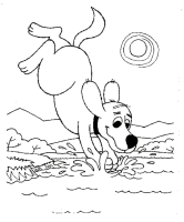 A coloring page of clifford the big red dog